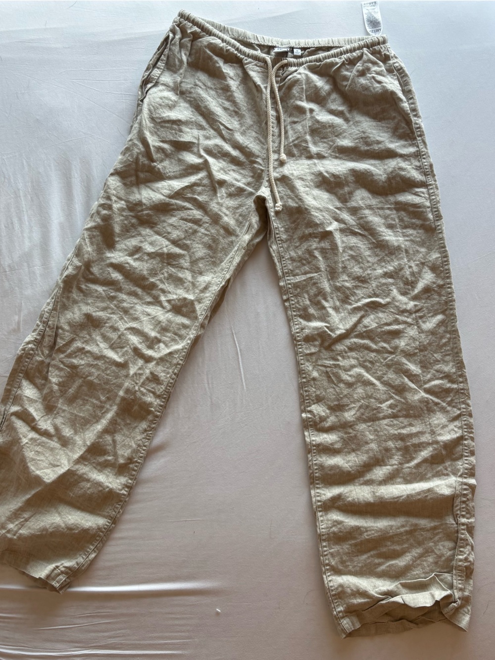 Aritzia Women's Linen Drawstring Trousers in Beige